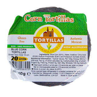 Tortillas de Maíz Azul 10cm (20 unidades)-Guanajuato -250g 01/09/2025